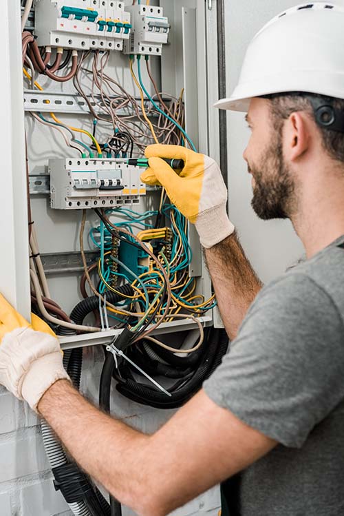 Santa Rosa Electrician Working on Switch Board